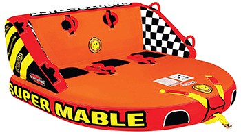 Super Mable fully inflated on display with white background.