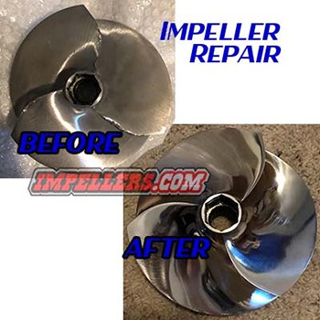 A before and after picture of an impeller and the domain impeller.com.