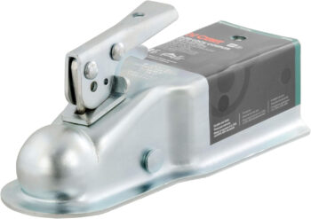 A Curt 25100 Straight Tongue Trailer Coupler on display with a white background.