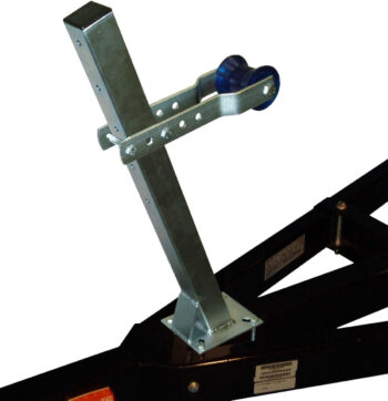 A bad bow support roller design with pinch brackets on display with a white background.